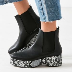 Urban Outfitters Snakeskin Platform Chelsea Boot